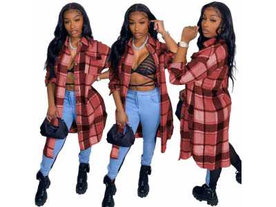Casual Women Jacket Coat Print Full Sleeve Streetwear High Street Winter Long Coat Clothes For Women Outfit