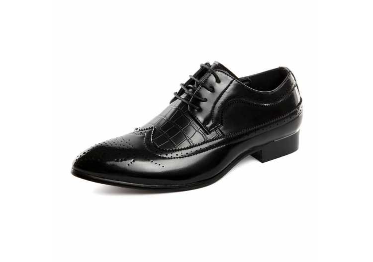Men's Dress Shoes Business Brogue Shoes Spring and Autumn Man Lace up Pointed Toe Formal Shoes for Party Big Size